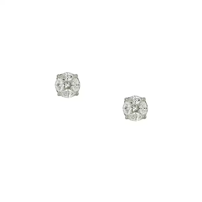 SKU-64428 / Σκουλαρίκια Λευκόχρυσος Κ18 με Διαμάντια
