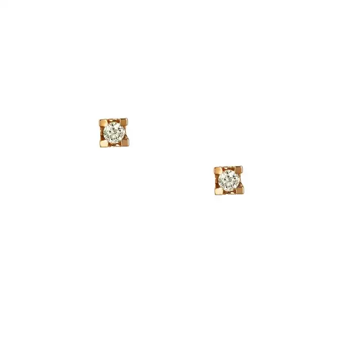 SKU-64126 / Σκουλαρίκια Μονόπετρα Ροζ Χρυσός Κ18 με Διαμάντια