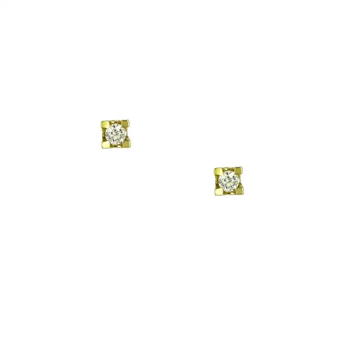 SKU-64125 / Σκουλαρίκια Μονόπετρα Χρυσός Κ18 με Διαμάντια