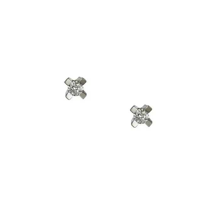 SKU-64119 / Σκουλαρίκια Καρφωτά Λευκόχρυσος Κ18 με Διαμάντι