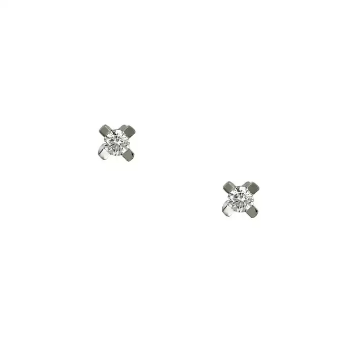 SKU-64120 / Σκουλαρίκια Μονόπετρο Λευκόχρυσος Κ18 με Διαμάντι