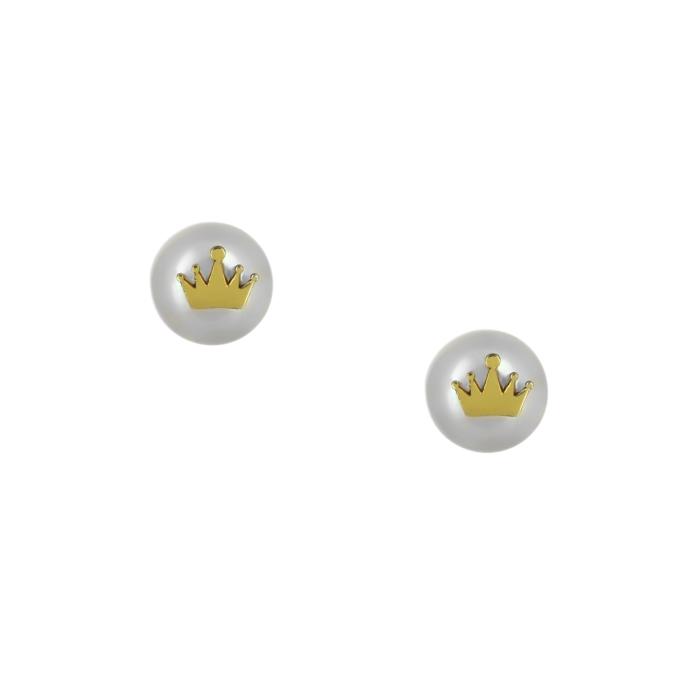SKU-64594 / Σκουλαρίκια Κορώνα Χρυσός Κ9 με Μαργαριτάρια