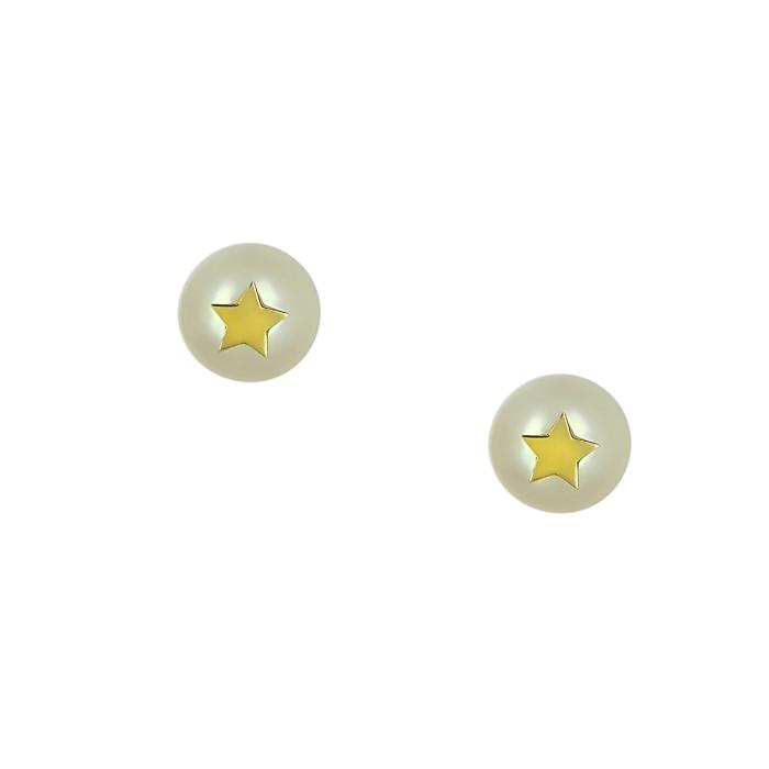 SKU-64595 / Σκουλαρίκια Αστέρι Χρυσός Κ9 με Μαργαριτάρια