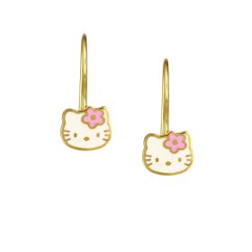 Σκουλαρίκια Κρεμαστά Hello Kitty Ασήμι 925° με Σμάλτο SKU-64650