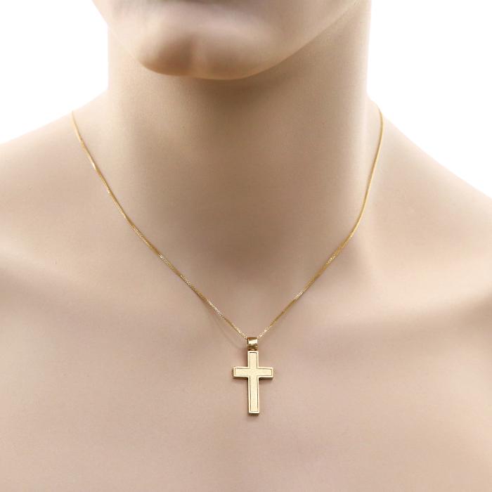 Σταυρός Διπλής Όψεως Λευκόχρυσος & Χρυσός Κ14 SKU-64949