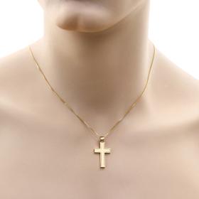 Σταυρός Διπλής Όψεως Λευκόχρυσος & Χρυσός Κ14 SKU-64949