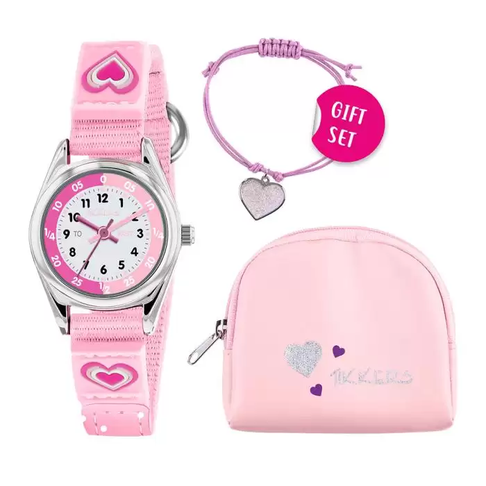 SKU-64845 / TIKKERS Kids Box Set Heart Pink Fabric Strap & Pink Bag and Bracelet Gift
