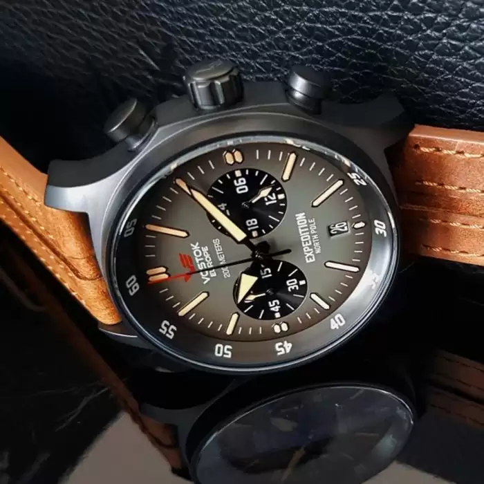 SKU-64370 / VOSTOK EUROPE Expedition North Pole Brown Leather Strap