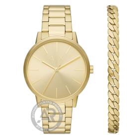 ARMANI EXCHANGE Cayde Gold Stainless Steel Bracelet Box Gift 