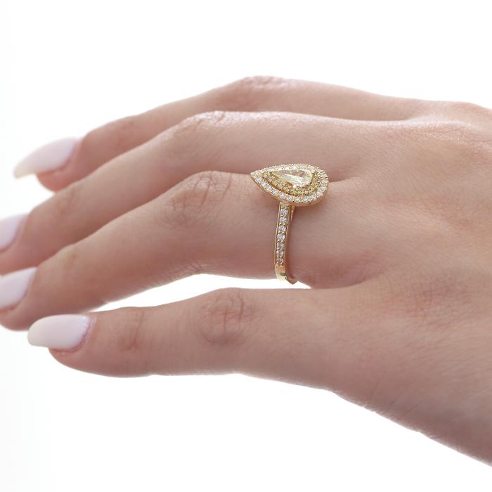 Δαχτυλίδι Δάκρυ Χρυσός Κ18 με Λευκά & Κίτρινα Διαμάντια