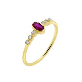 Δαχτυλίδι με Κόκκινο & Λευκά Ζιργκόν Χρυσός Κ9 SKU-65517