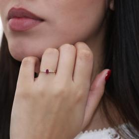 Δαχτυλίδι με Κόκκινο & Λευκά Ζιργκόν Χρυσός Κ9 SKU-65517