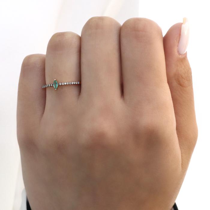 Δαχτυλίδι Ροζ Χρυσός Κ18 με Σμαράγδι & Διαμάντια
