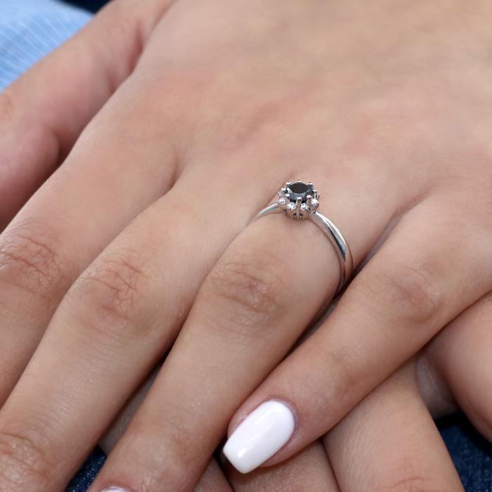 Δαχτυλίδι Ροζέτα Λευκόχρυσος Κ18 με Μαύρο & Λευκά Διαμάντια