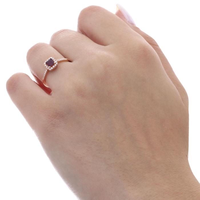 SKU-65551 / Δαχτυλίδι Ροζέτα Ροζ Χρυσός Κ18 με Ρουμπίνι & Διαμάντια