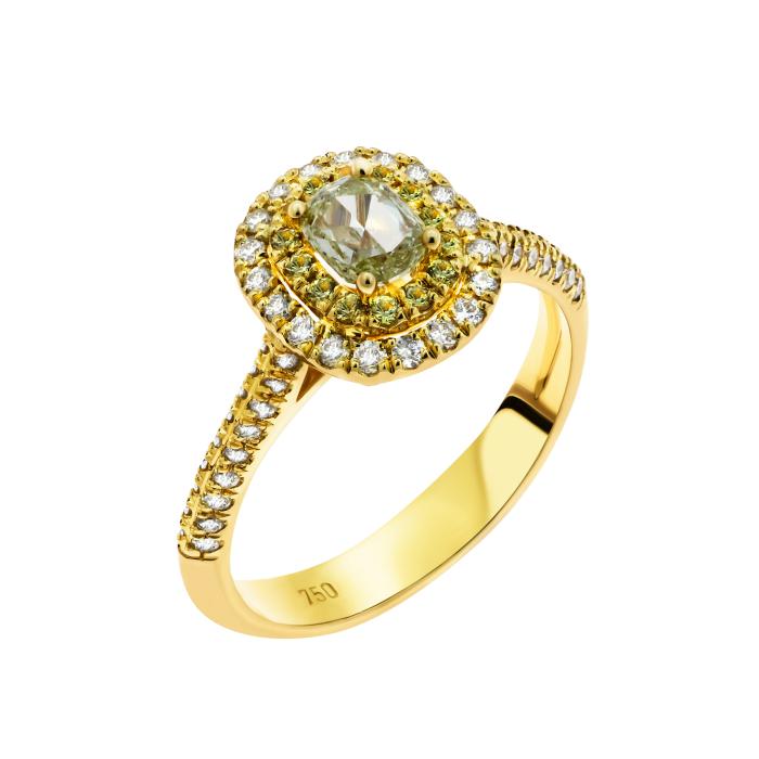 SKU-65083 / Δαχτυλίδι Χρυσός Κ18 με Κίτρινα & Λευκά Διαμάντια
