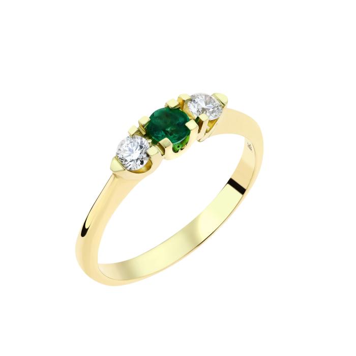 SKU-65561 / Δαχτυλίδι Σειρέ Χρυσός Κ18 με Σμαράγδι & Διαμάντια
