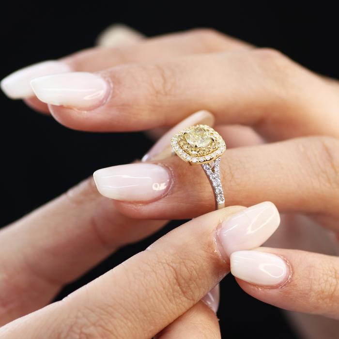 Δαχτυλίδι Λευκόχρυσος & Χρυσός Κ18 με Κίτρινα Διαμάντια
