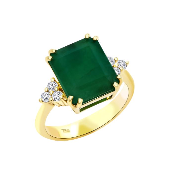 SKU-65991 / Δαχτυλίδι Χρυσός Κ18 με Σμαράγδι & Διαμάντια