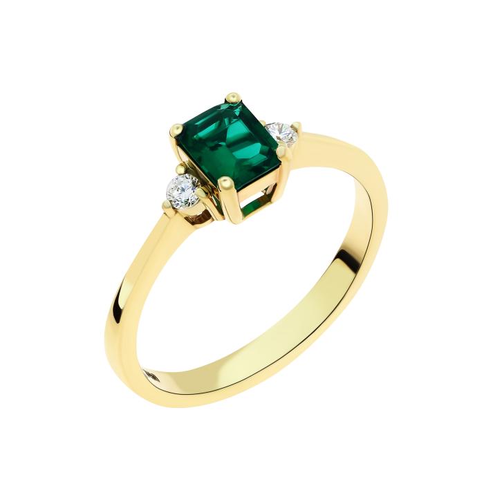 SKU-65146 / Δαχτυλίδι Χρυσός Κ18 με Σμαράγδι & Διαμάντια