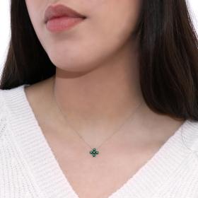 Κολιέ Σταυρός Λευκόχρυσος Κ18 με Διαμάντια SKU-65164