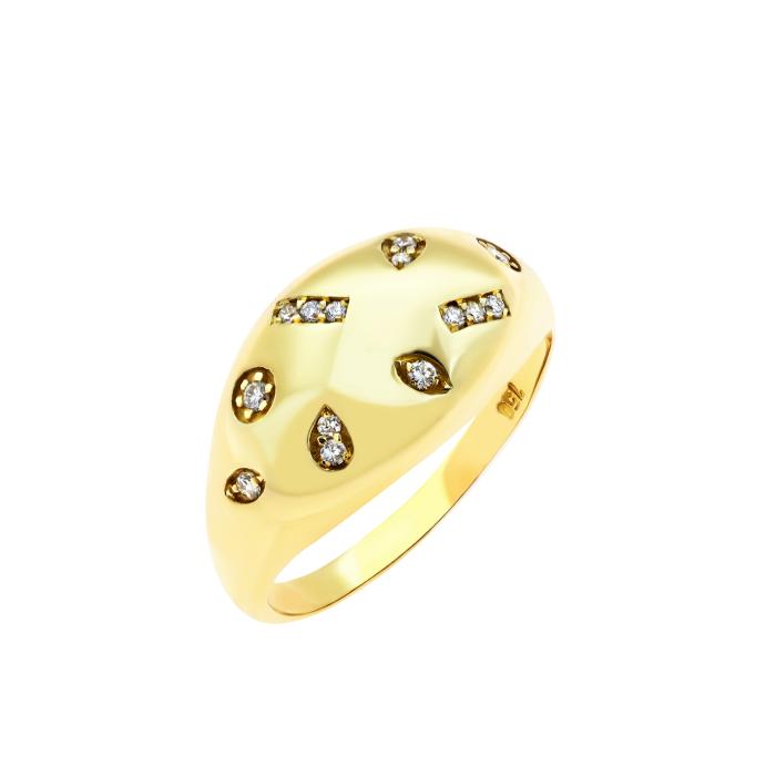 SKU-65972 / Μοντέρνο Δαχτυλίδι Χρυσός Κ18 με Διαμάντια