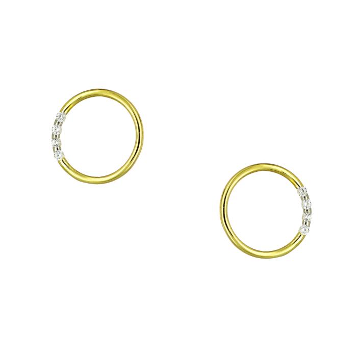 SKU-65868 / Σκουλαρίκια Κύκλοι Χρυσός Κ9 με Λευκά Ζιργκόν
