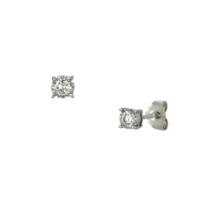 SKU-65932 / Σκουλαρίκια Μονόπετρα Λευκόχρυσος Κ14 με Διαμάντια