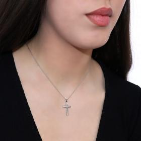 Γυναικείος Σταυρός Λευκόχρυσος Κ14 με Λευκά Ζιργκόν SKU-65180