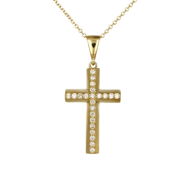 Σταυρός με Αλυσίδα Χρυσός K14 & Διαμάντια SKU-65432