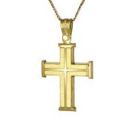 Σταυρός Τριάντος Χρυσός Κ14 με Λουστρέ & Ματ Φινίρισμα SKU-65625