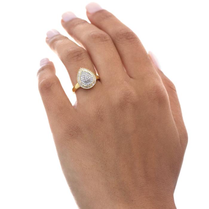 Δαχτυλίδι Δάκρυ Χρυσός Κ14 με Διαμάντια