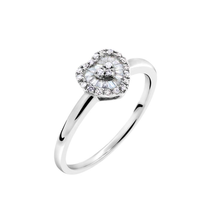 SKU-66915 / Δαχτυλίδι Καρδιά με Διαμάντια Λευκόχρυσος Κ14