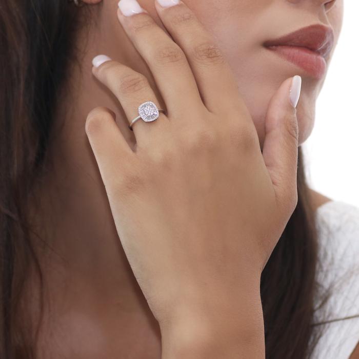 SKU-66938 / Δαχτυλίδι Ροζέτα Λευκόχρυσος Κ14 με Διαμάντια