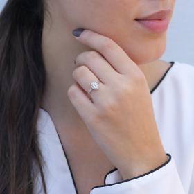 Δαχτυλίδι Ροζέτα Λευκόχρυσος Κ18 με Διαμάντια & Τοπάζι SKU-66680