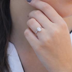 Δαχτυλίδι Ροζέτα Λευκόχρυσος Κ18 με Διαμάντια & Τοπάζι SKU-66680