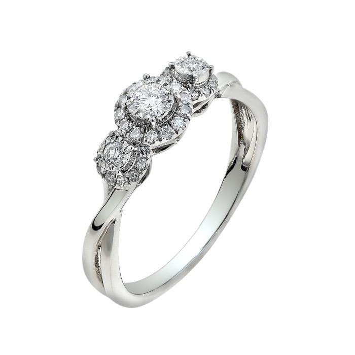 SKU-66692 / Δαχτυλίδι Ροζέτες με Διαμάντια Λευκόχρυσος Κ14