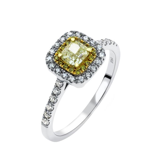 SKU-66064 / Δαχτυλίδι Λευκόχρυσος & Χρυσός με Κίτρινα & Λευκά Διαμάντια