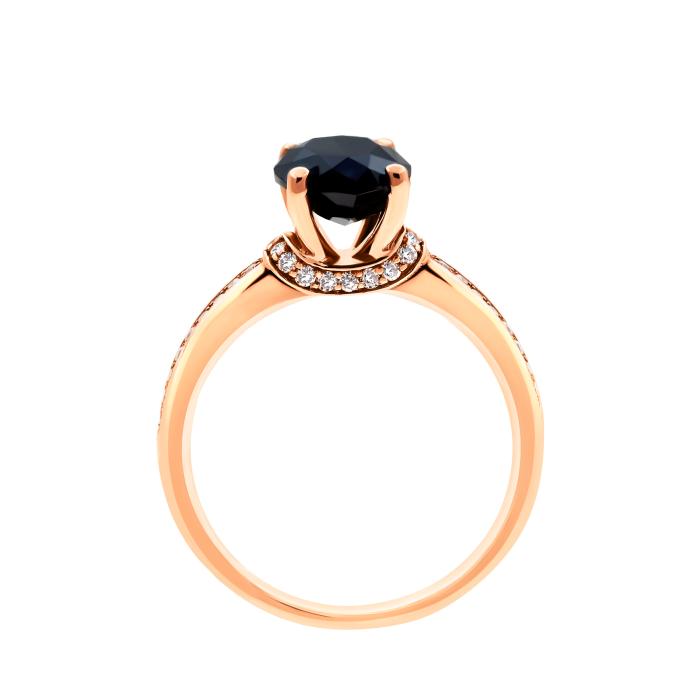 Δαχτυλίδι Ροζ Χρυσός Κ18 με Μαύρο & Λευκά Διαμάντια
