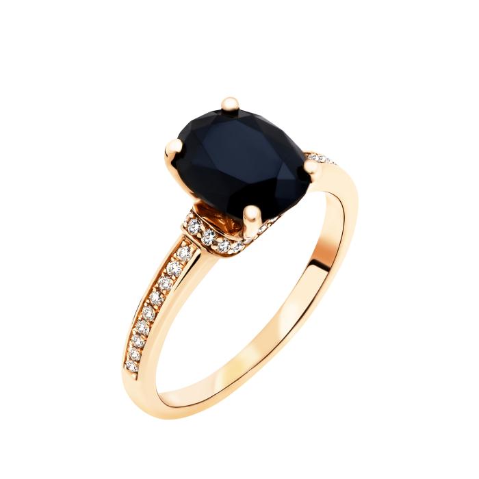 SKU-66068 / Δαχτυλίδι Ροζ Χρυσός Κ18 με Μαύρο & Λευκά Διαμάντια