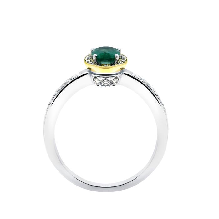 Δαχτυλίδι DiamondJools Λευκόχρυσος & Χρυσός Κ18 με Σμαράγδι & Διαμάντια