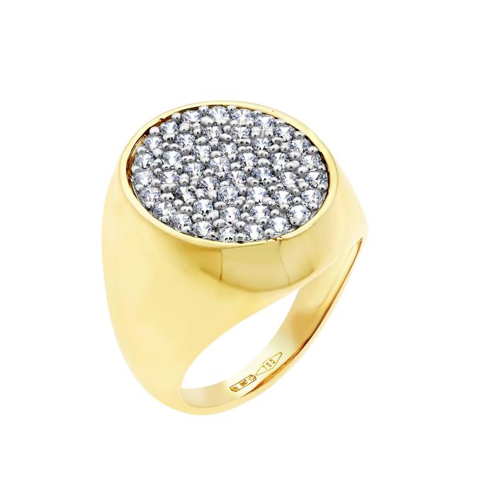SKU-66483 / Δαχτυλίδι Σεβαλιέ Χρυσός Κ18 με Λευκά Ζιργκόν