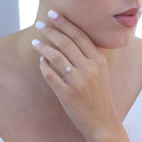 Μονόπετρο Ροζέτα Λευκόχρυσος Κ18 με Διαμάντια SKU-66829