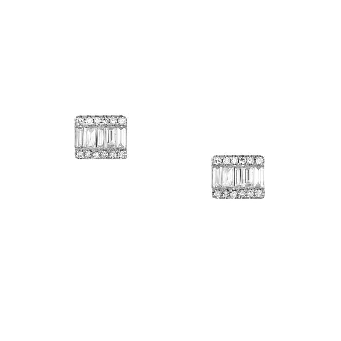 SKU-66909 / Σκουλαρίκια Καρφωτά Λευκόχρυσος Κ14 με Διαμάντια