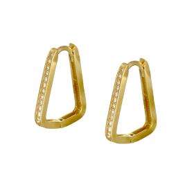 Σκουλαρίκια Κρίκοι Χρυσός Κ14 με Λευκά Ζιργκόν SKU-66989