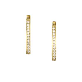 Σκουλαρίκια Κρίκοι Χρυσός Κ14 με Λευκά Ζιργκόν SKU-66989