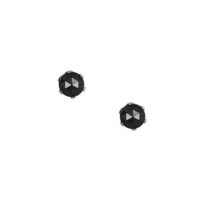 SKU-66925 / Σκουλαρίκια Λευκόχρυσος Κ18 με Μαύρα Διαμάντια
