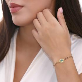 Βραχιόλι Ματάκι Διπλής Όψεως Χρυσός Κ14 με Σμάλτο & Ζιργκόν SKU-67224