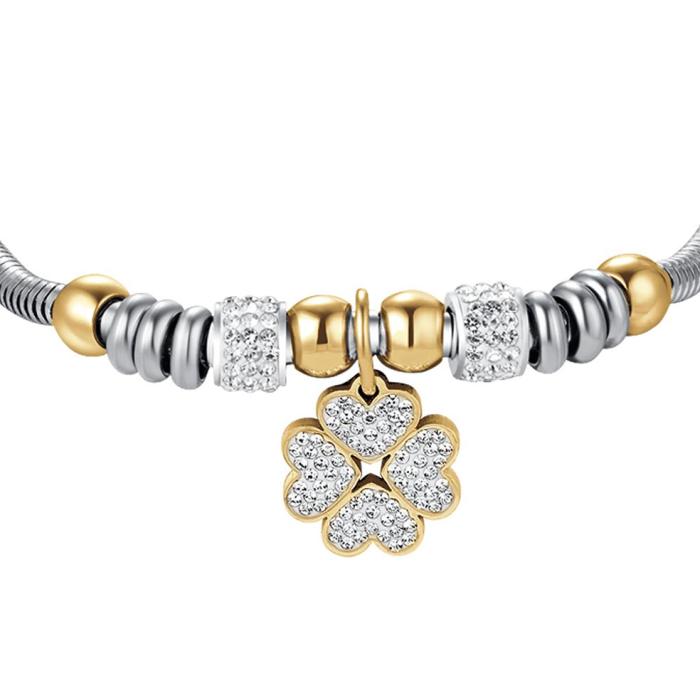 Βραχιόλι Τριφύλλι Luca Barra από Ανοξείδωτο Ατσάλι & Ζιργκόν SKU-67555