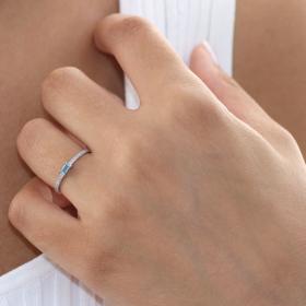 Δαχτυλίδι Λευκόχρυσος Κ14 με Διαμάντια & Swiss Blue Topaz SKU-67060